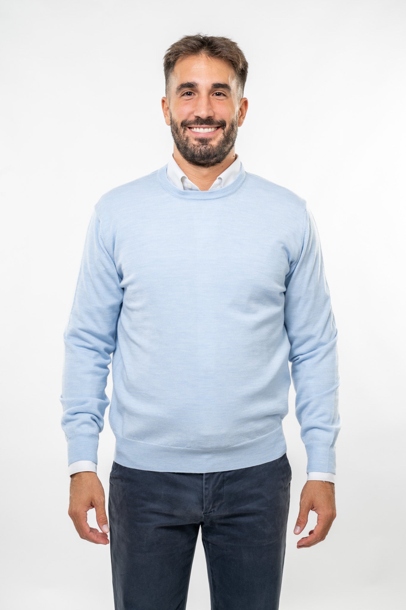 Maglione in Lana Merinos Light Blue