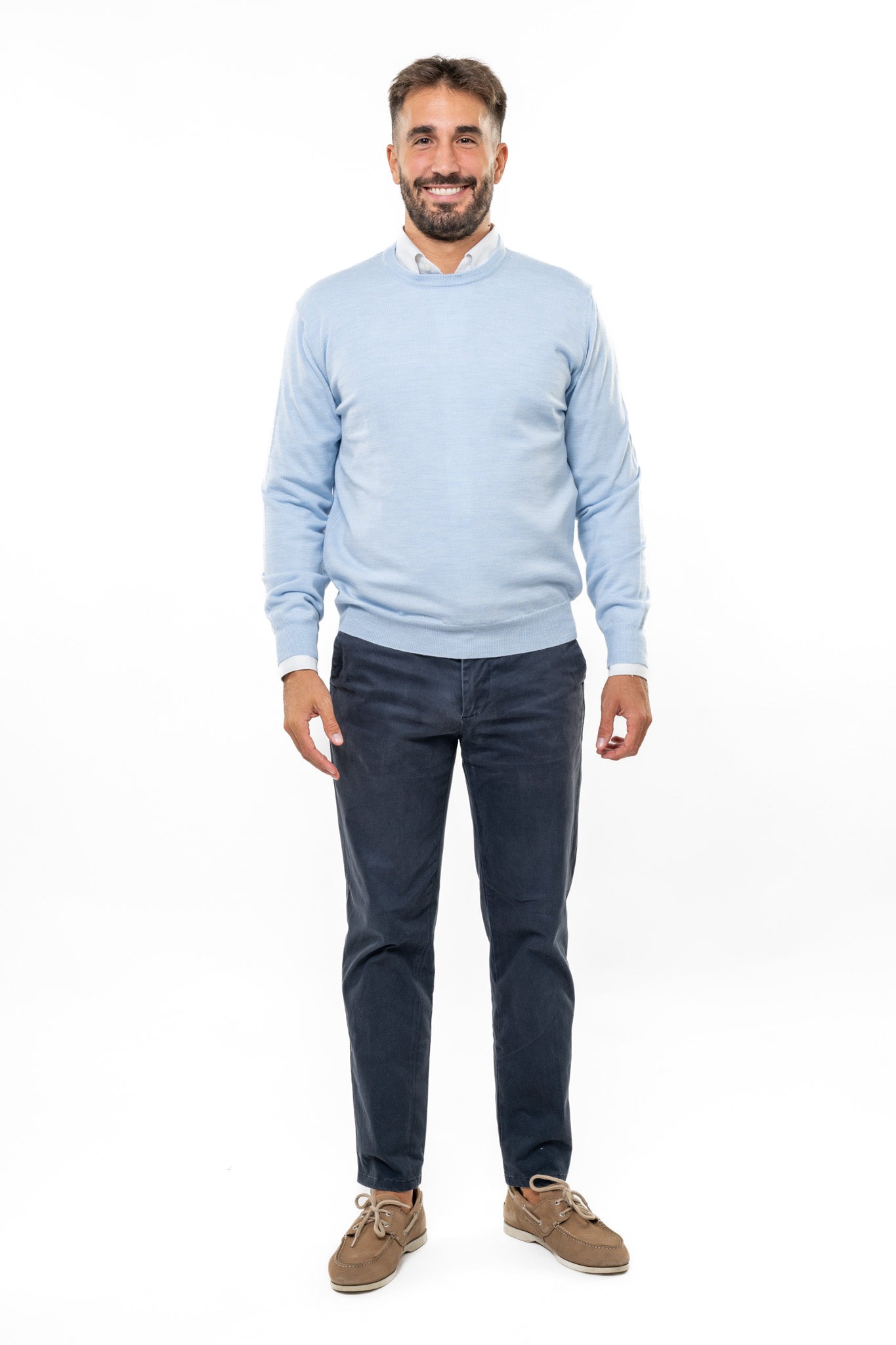 Maglione in Lana Merinos Light Blue