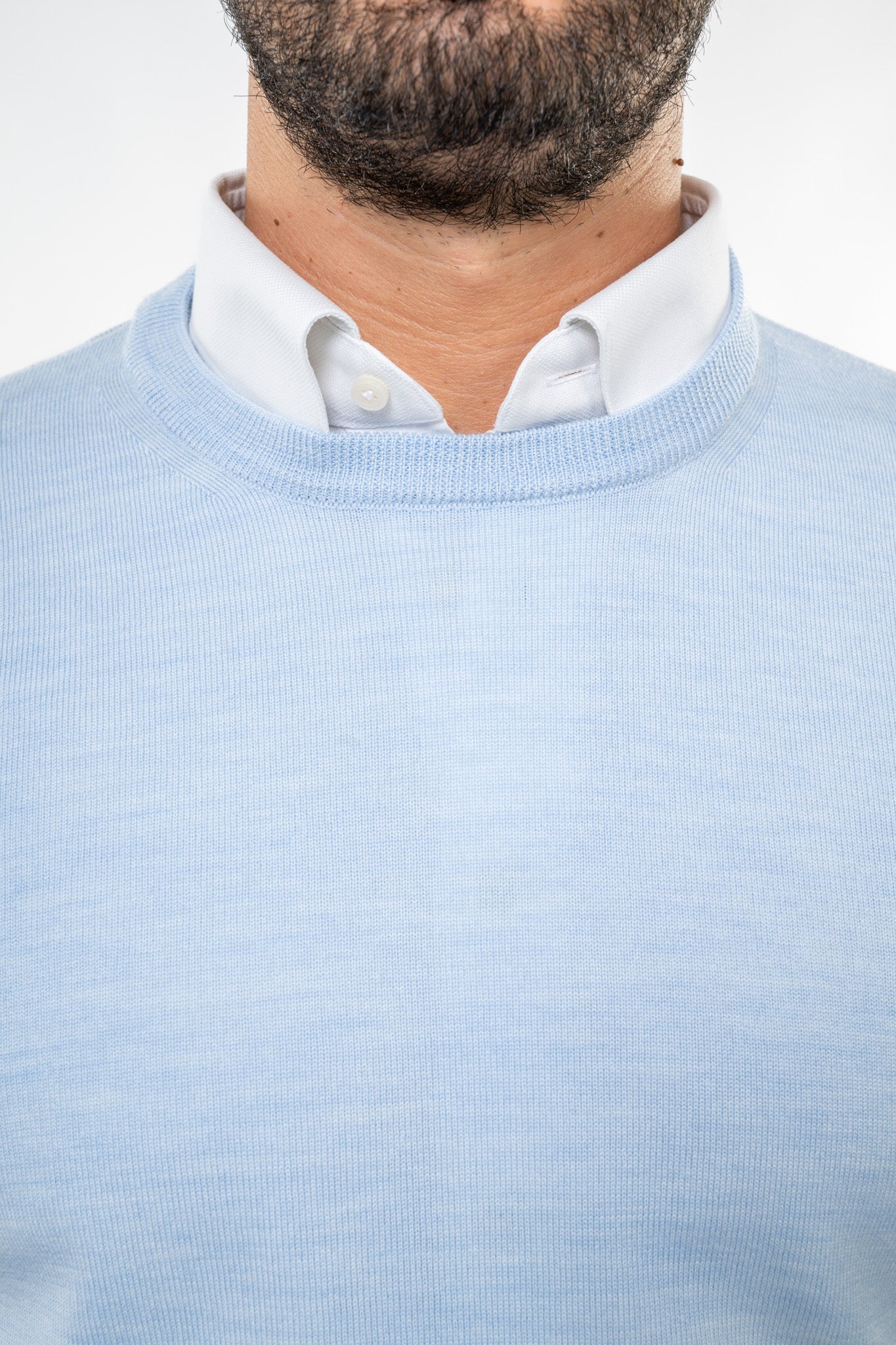Maglione in Lana Merinos Light Blue