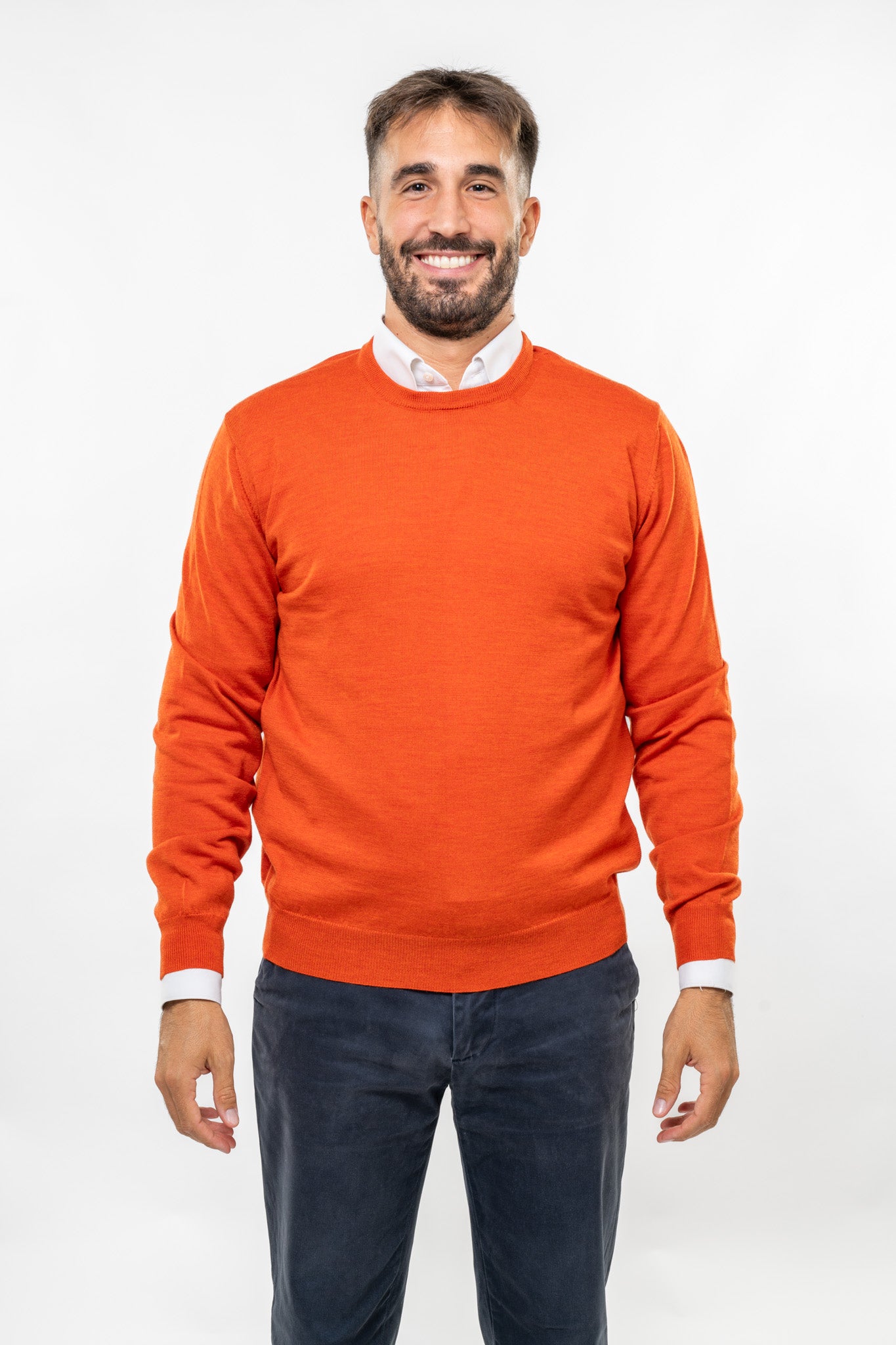 Maglione in Lana Merinos Arancione