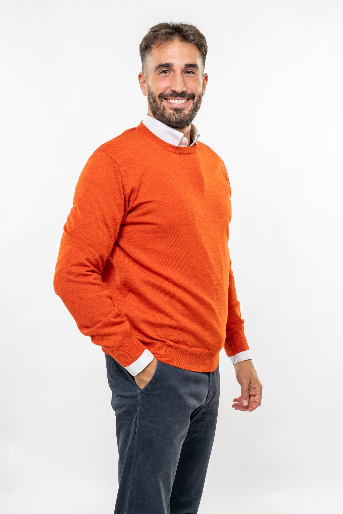 Maglione in Lana Merinos Arancione