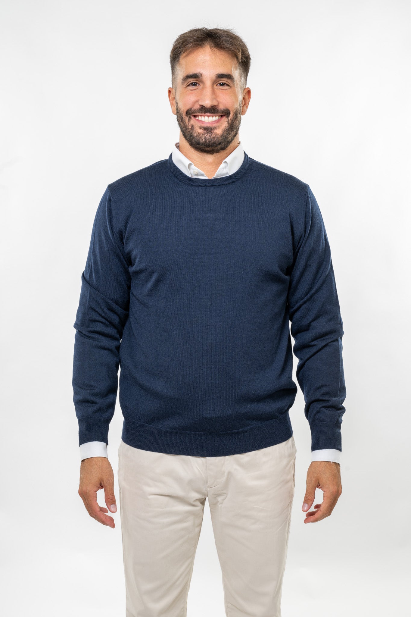 Maglione in Lana Merinos Blue Navy