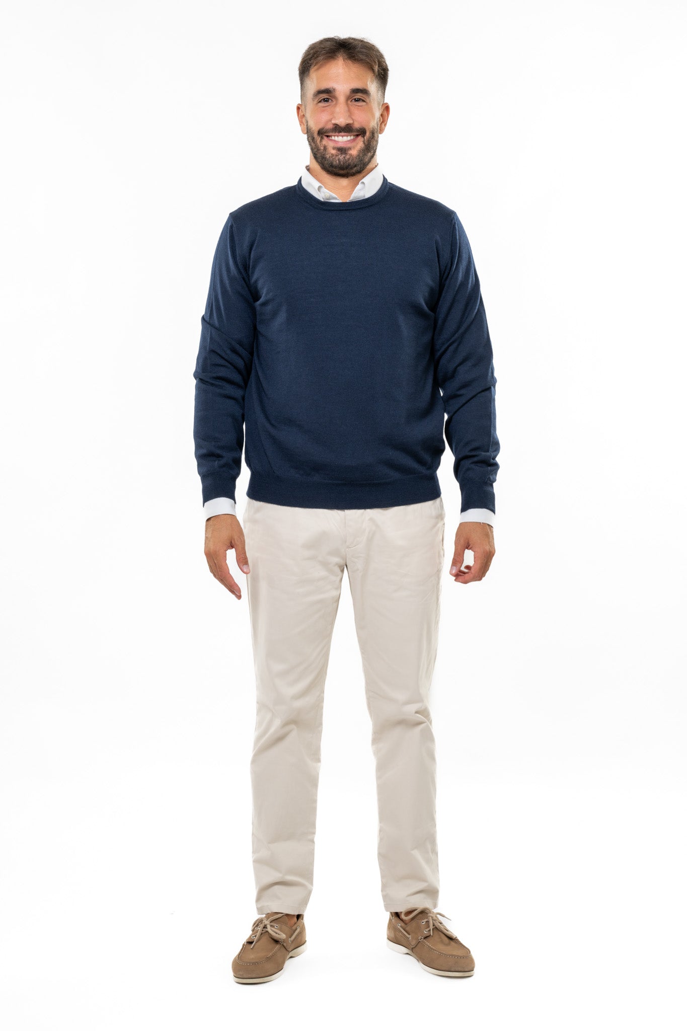 Maglione in Lana Merinos Blue Navy