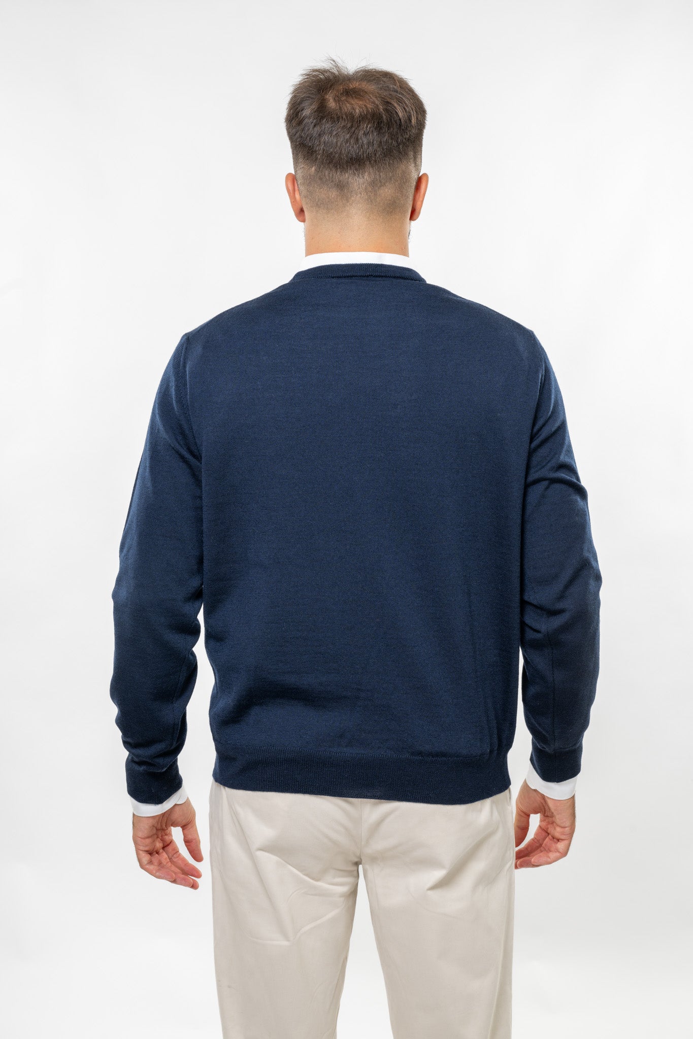 Maglione in Lana Merinos Blue Navy