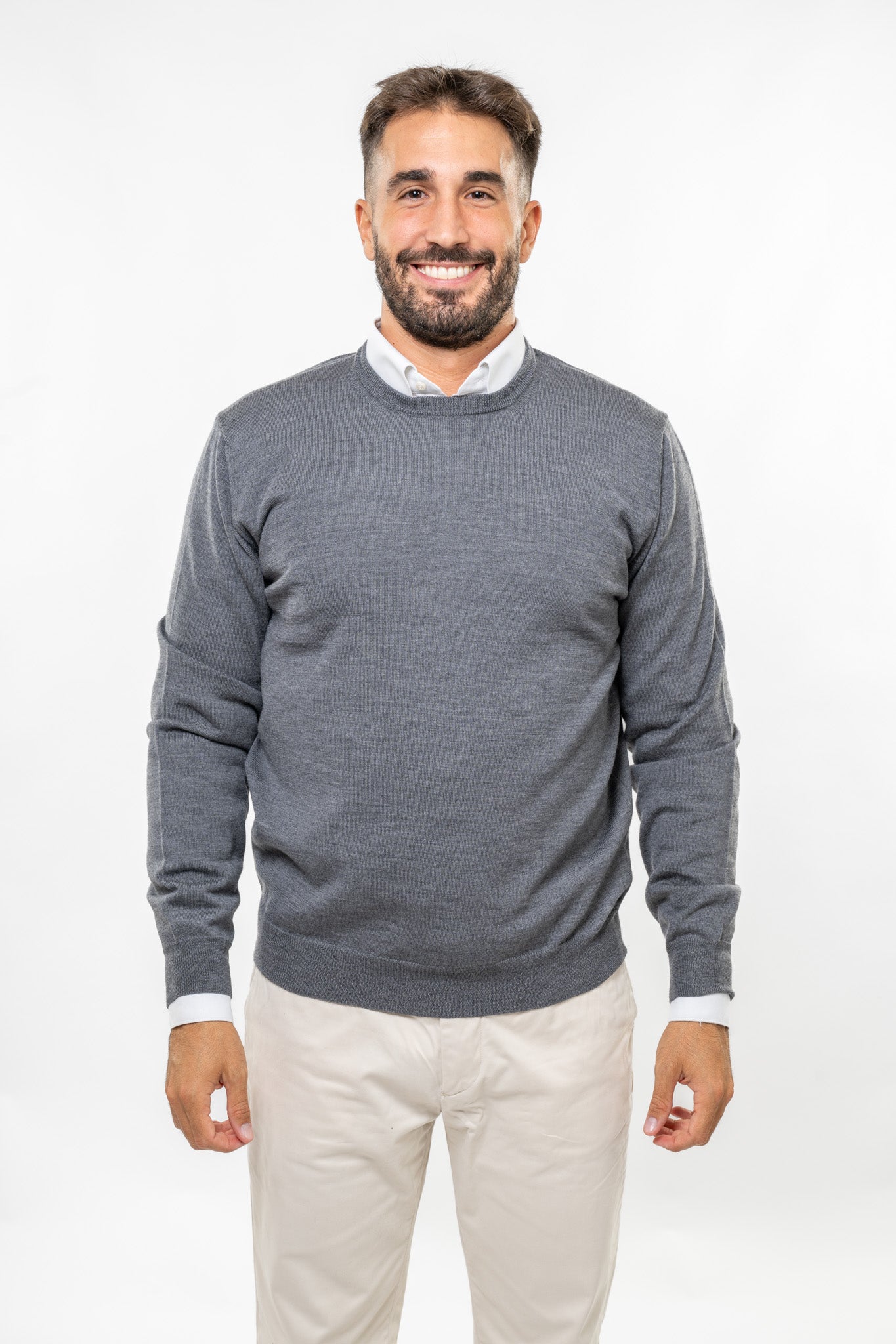 Maglione in Lana Merinos Grigio