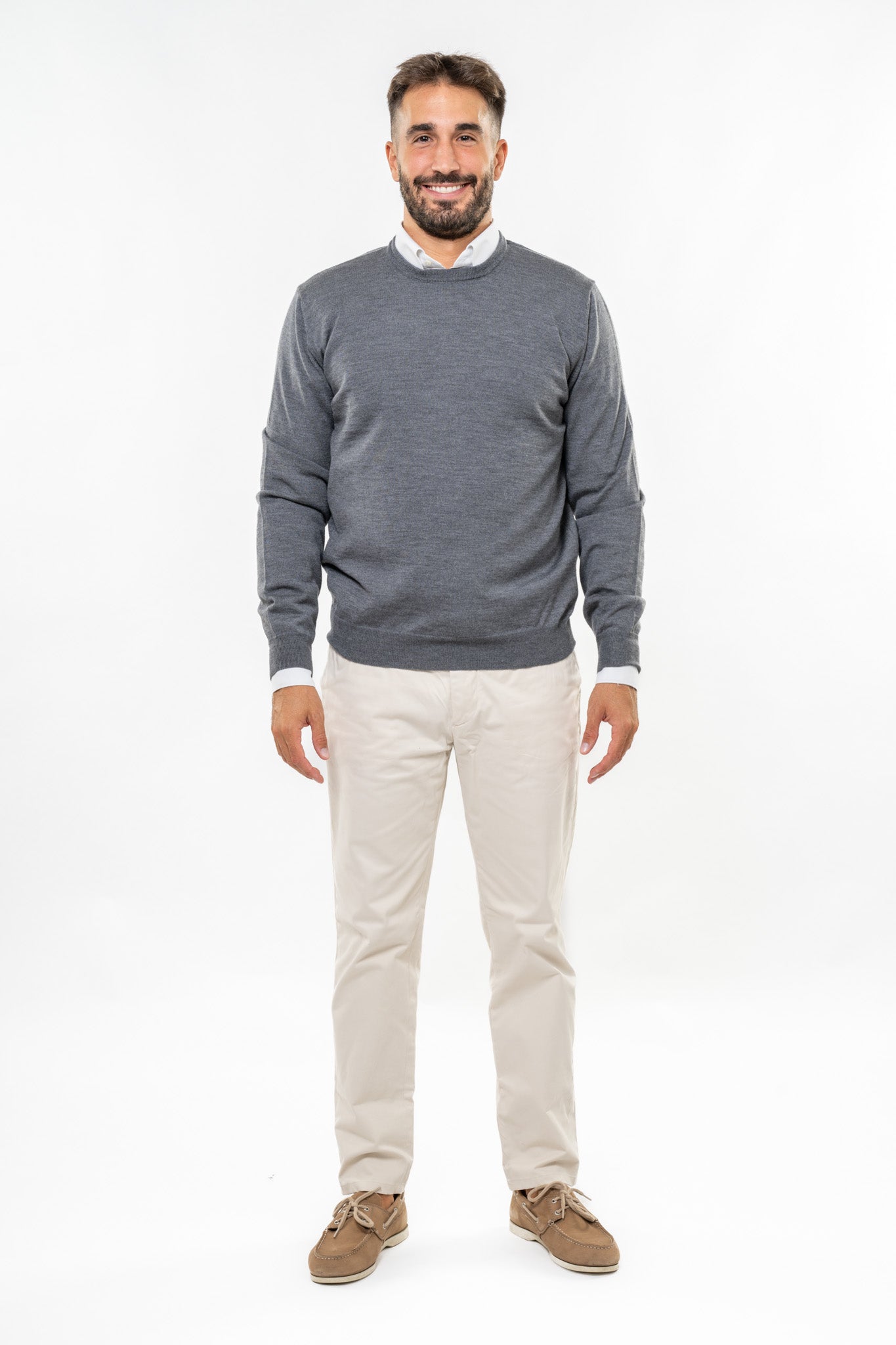 Maglione in Lana Merinos Grigio