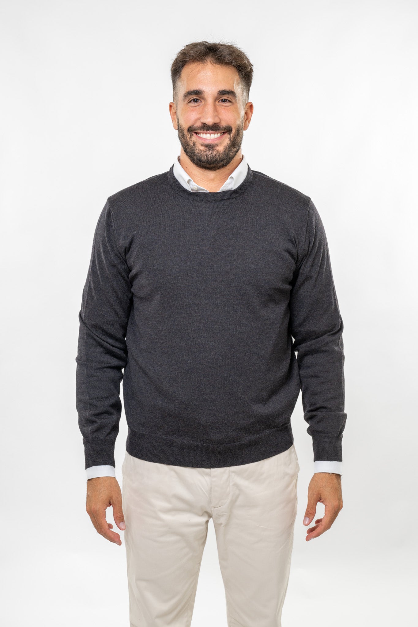 Maglione in Lana Merinos Antracite