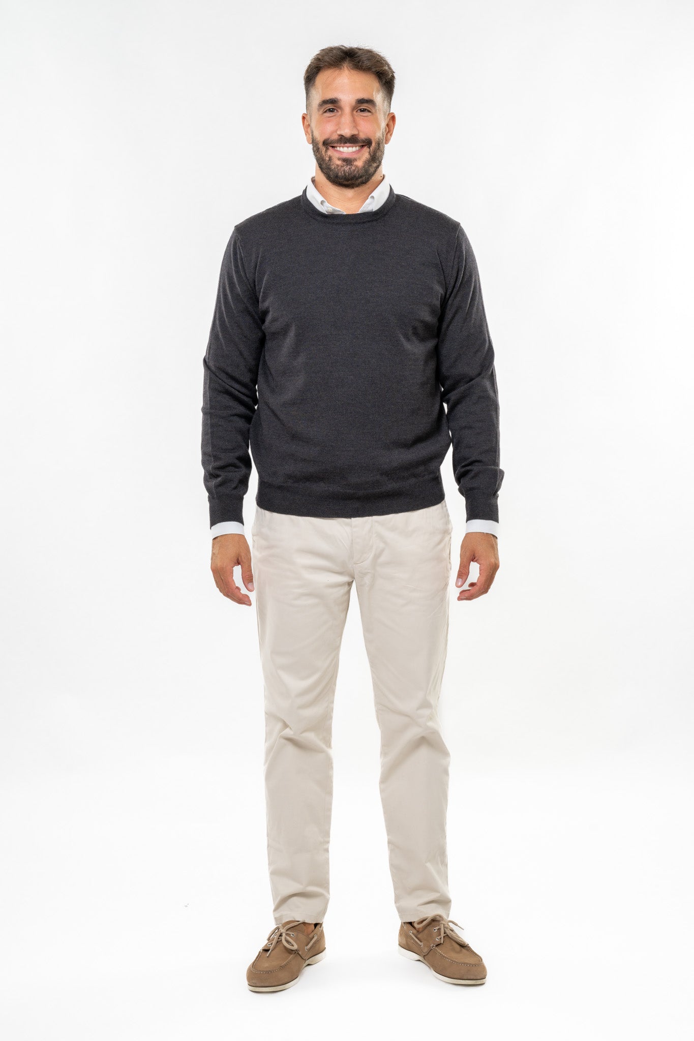 Maglione in Lana Merinos Antracite