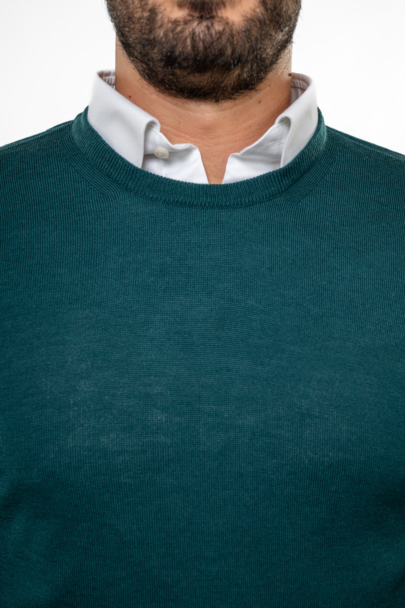 Maglione in Lana Merinos Verde Pino
