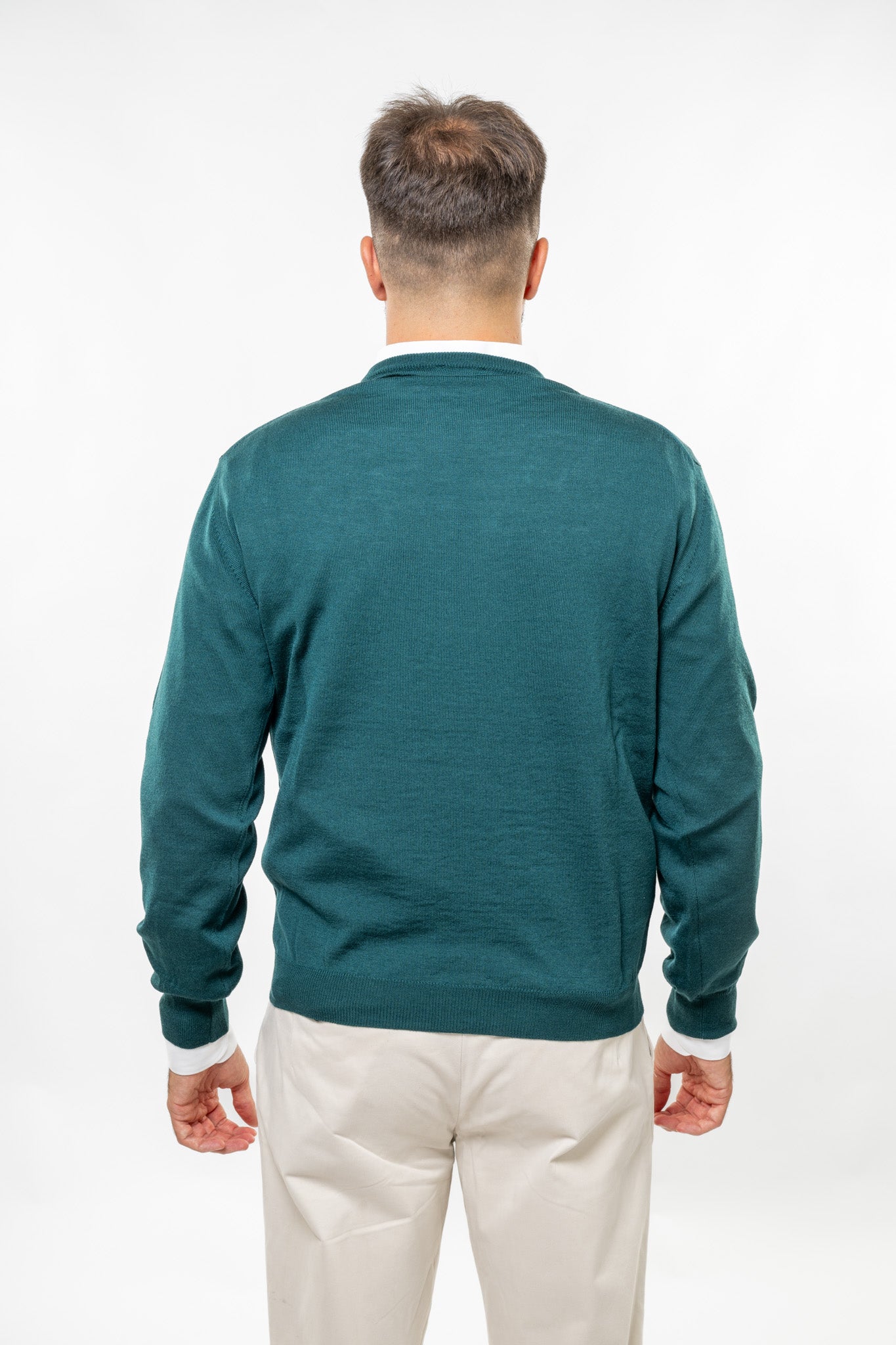Maglione in Lana Merinos Verde Pino