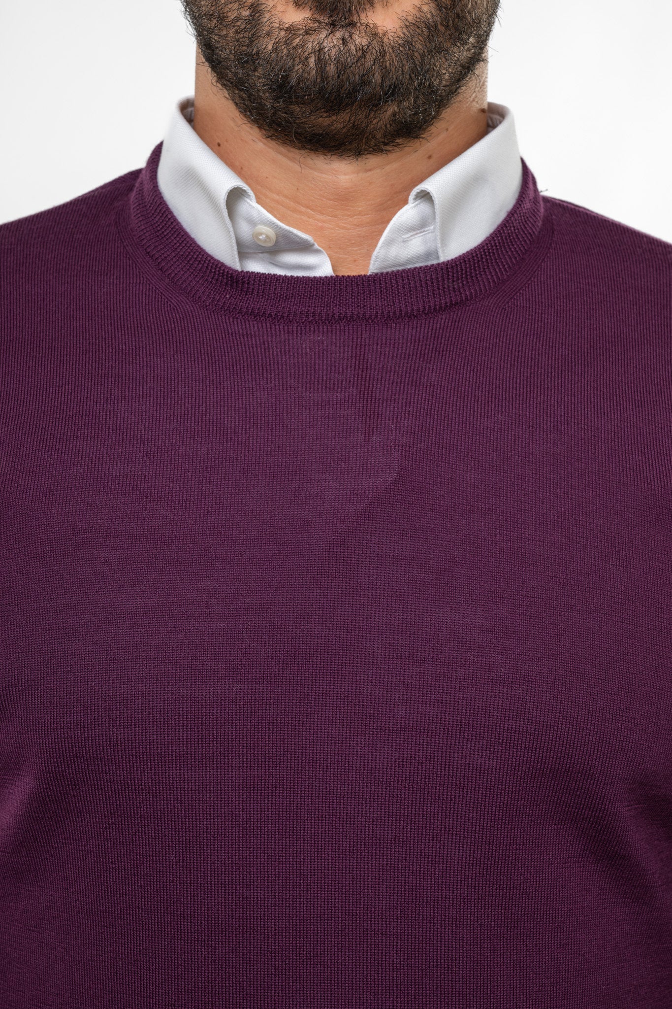 Maglione in Lana Merinos Prugna