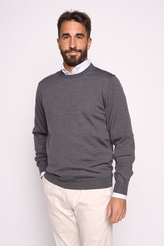 Maglione in Lana Merinos Grigio Matita