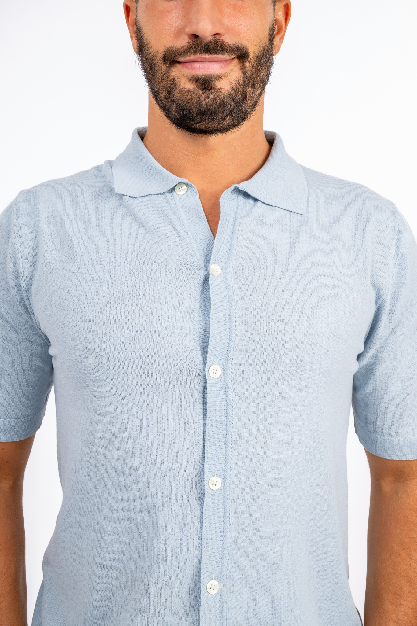 Polo Crêpe di Cotone Light Blue