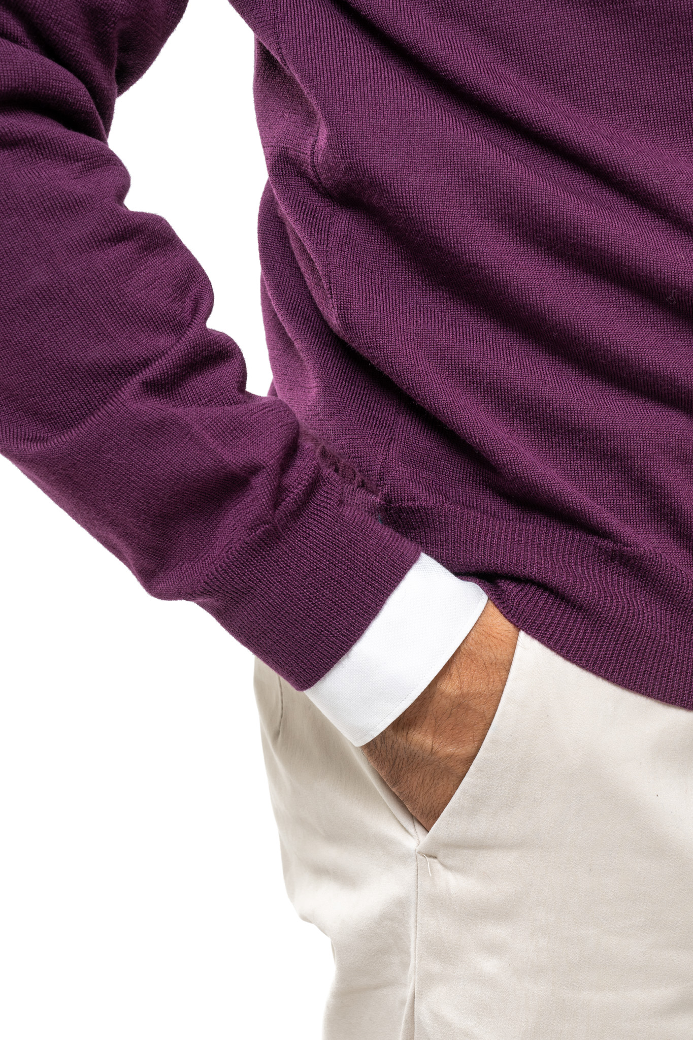Maglione in Lana Merinos Prugna