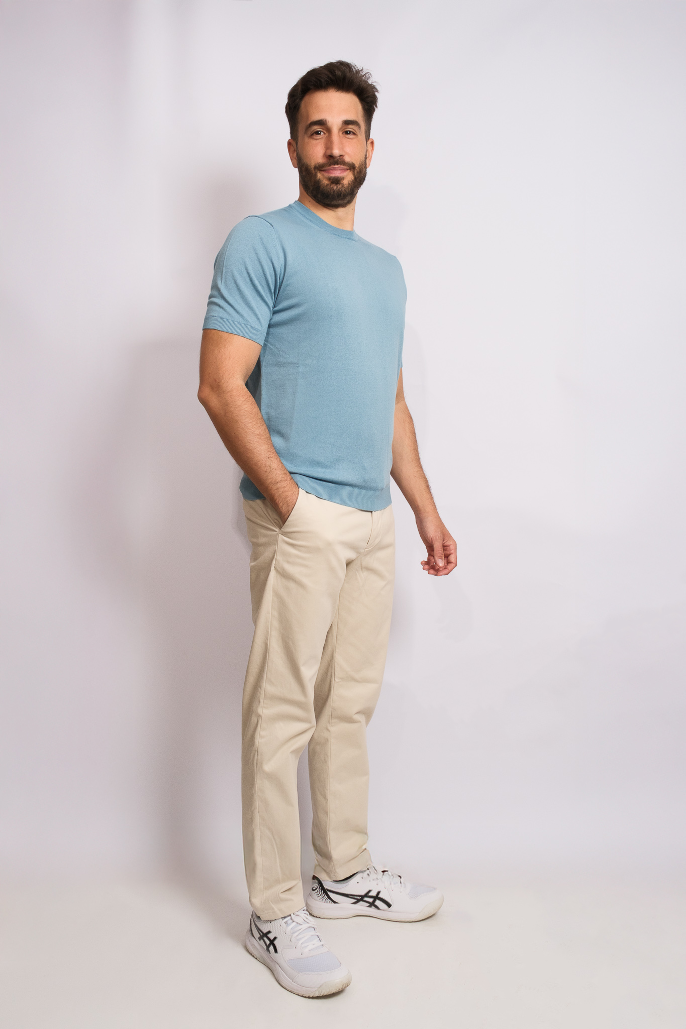 Light Blue Crew Neck Polo