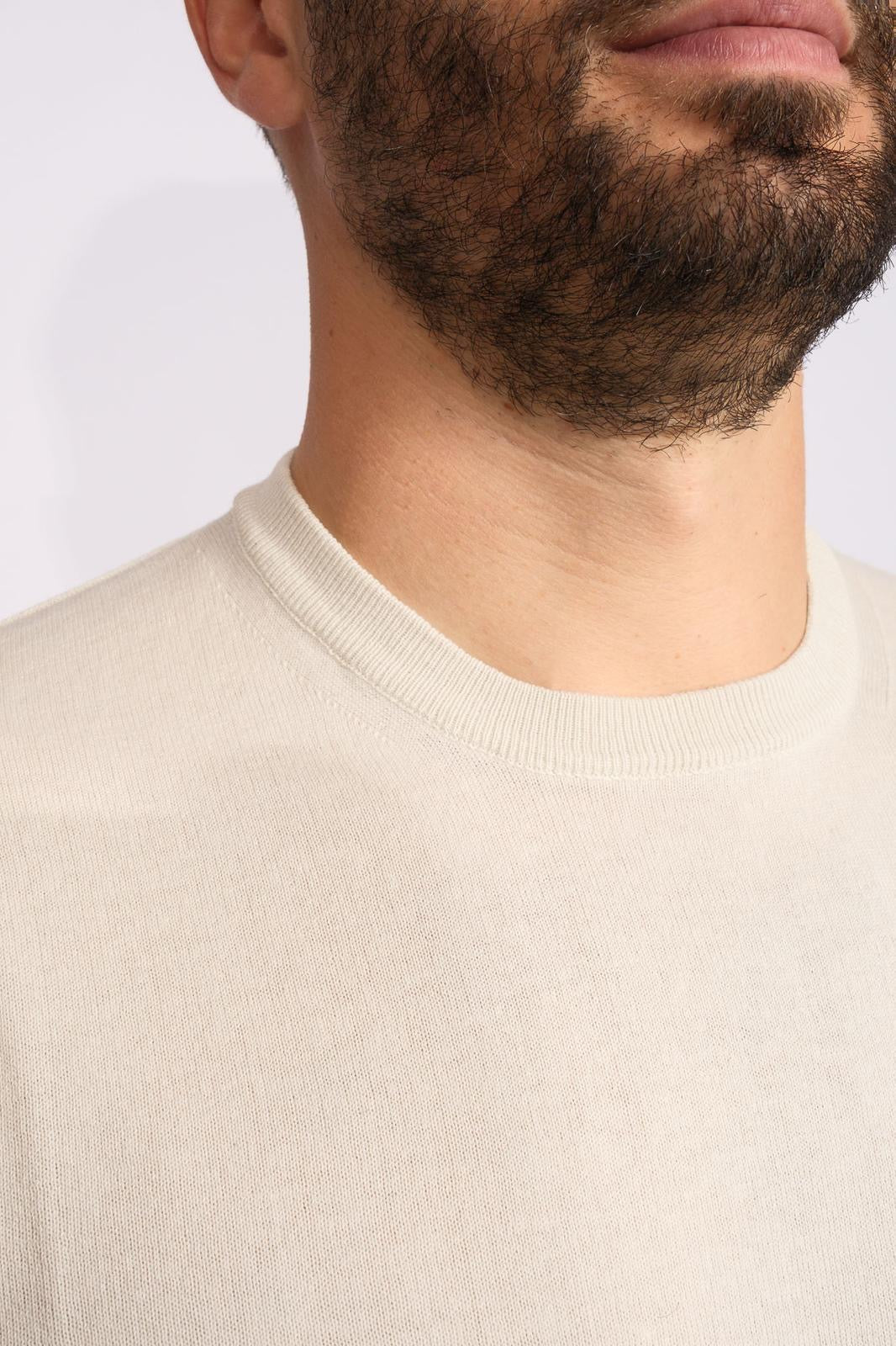 Cream Crew Neck Polo 