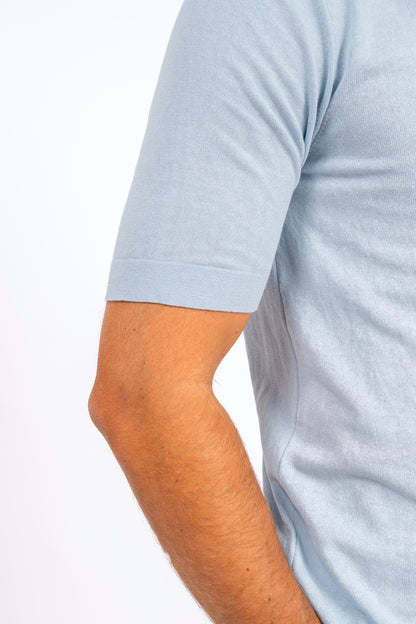 Polo Crêpe di Cotone Light Blue
