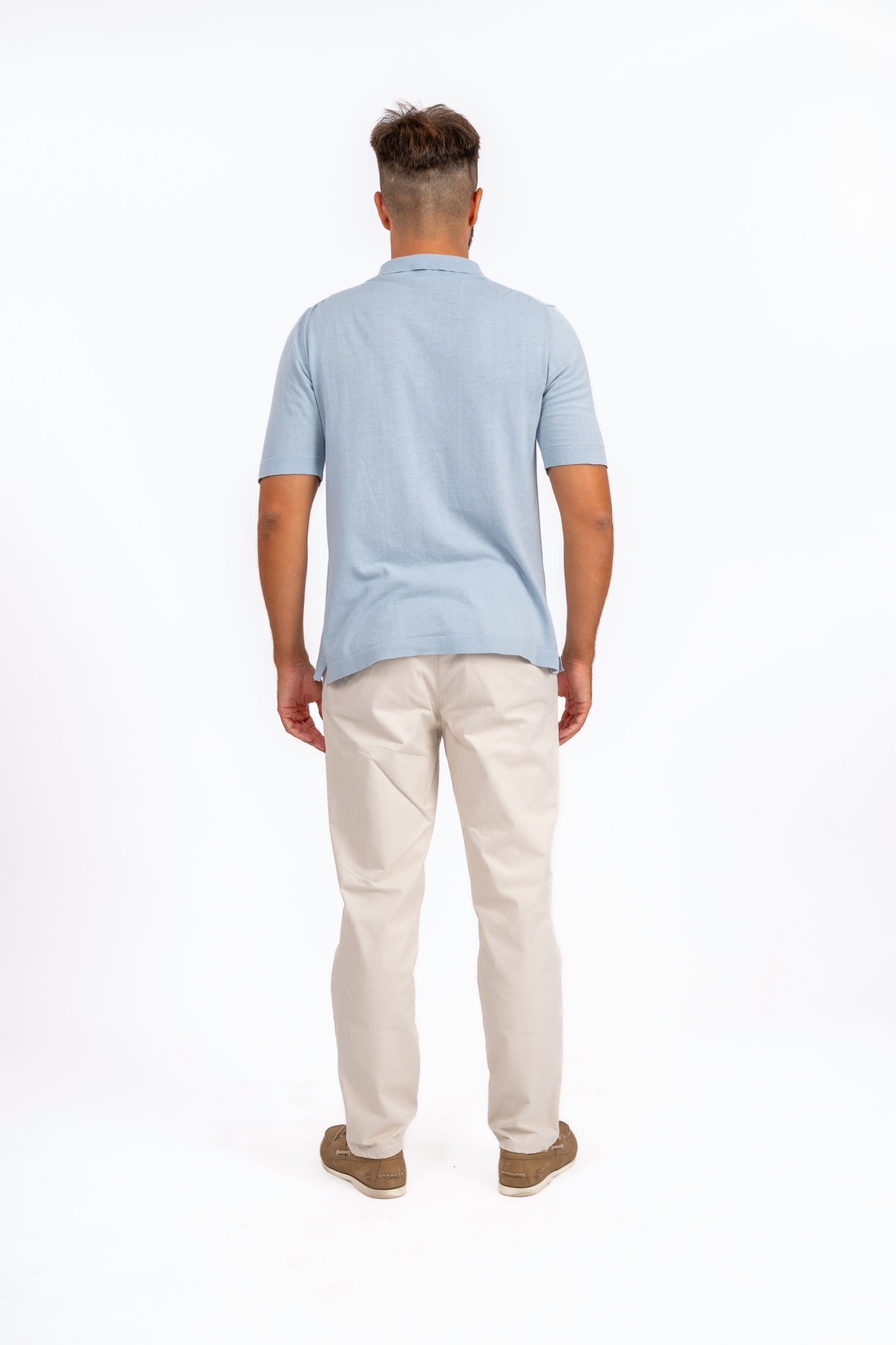 Polo Crêpe di Cotone Light Blue
