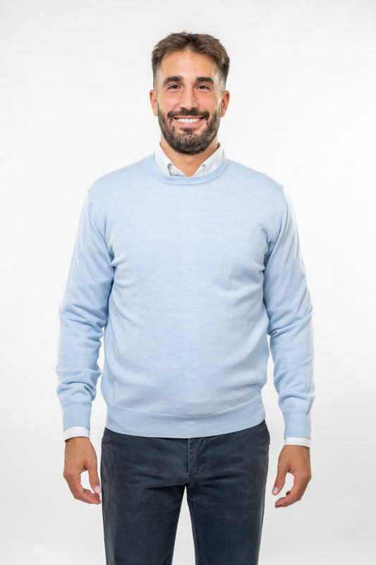 Maglione in Lana Merinos Light Blue