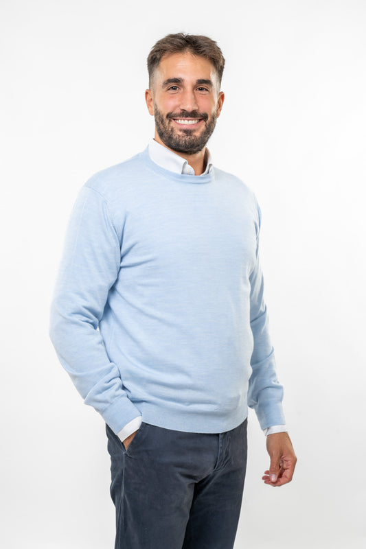 Maglione in Lana Merinos Light Blue