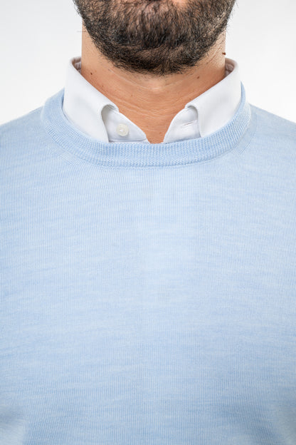 Maglione in Lana Merinos Light Blue