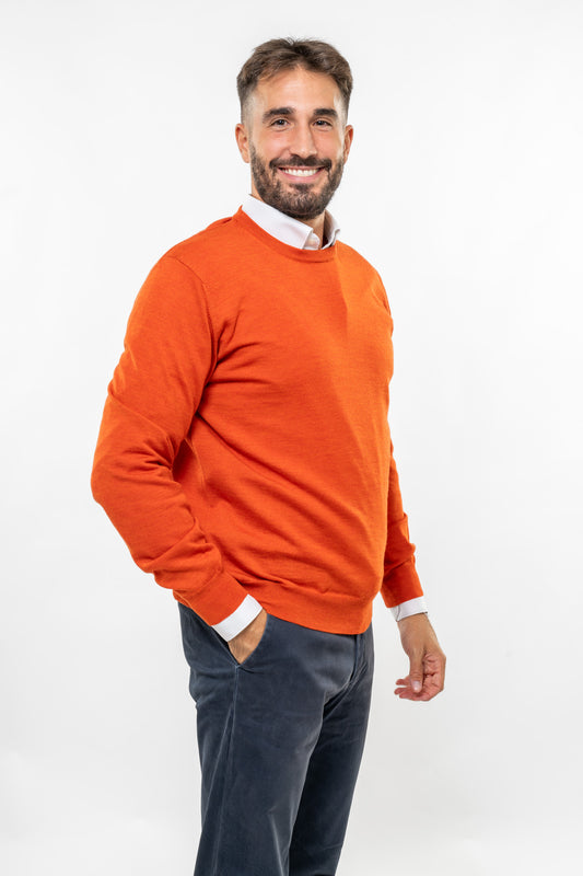 Maglione in Lana Merinos Arancione