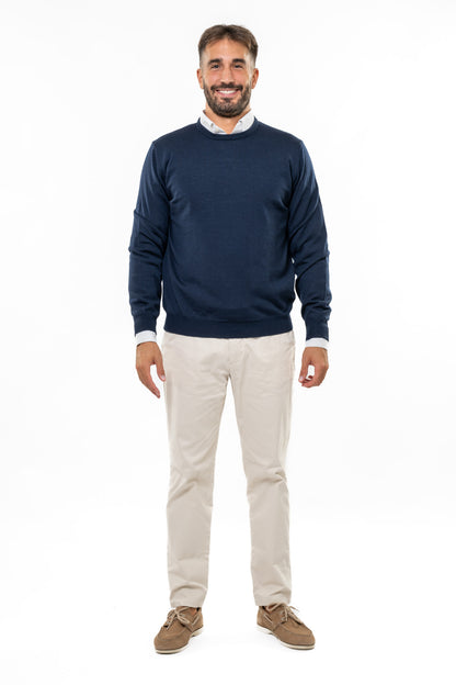 Maglione in Lana Merinos Blue Navy
