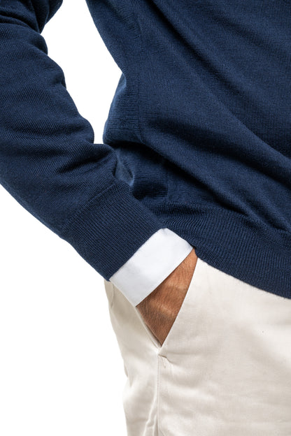 Maglione in Lana Merinos Blue Navy