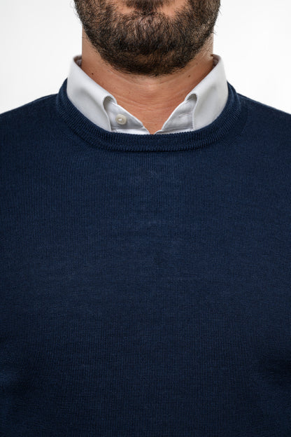 Maglione in Lana Merinos Blue Navy