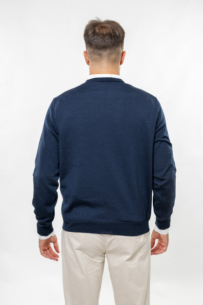 Maglione in Lana Merinos Blue Navy
