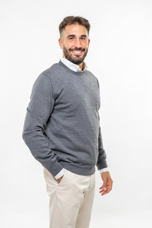 Maglione in Lana Merinos Grigio