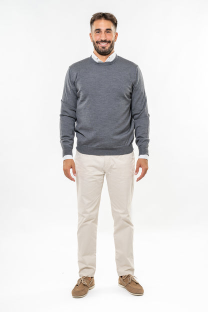 Maglione in Lana Merinos Grigio