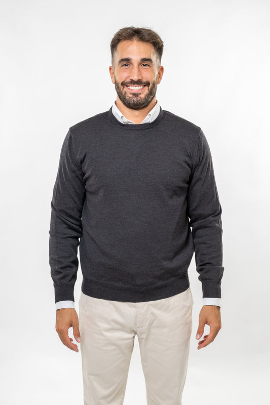 Maglione in Lana Merinos Antracite