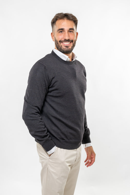 Maglione in Lana Merinos Antracite