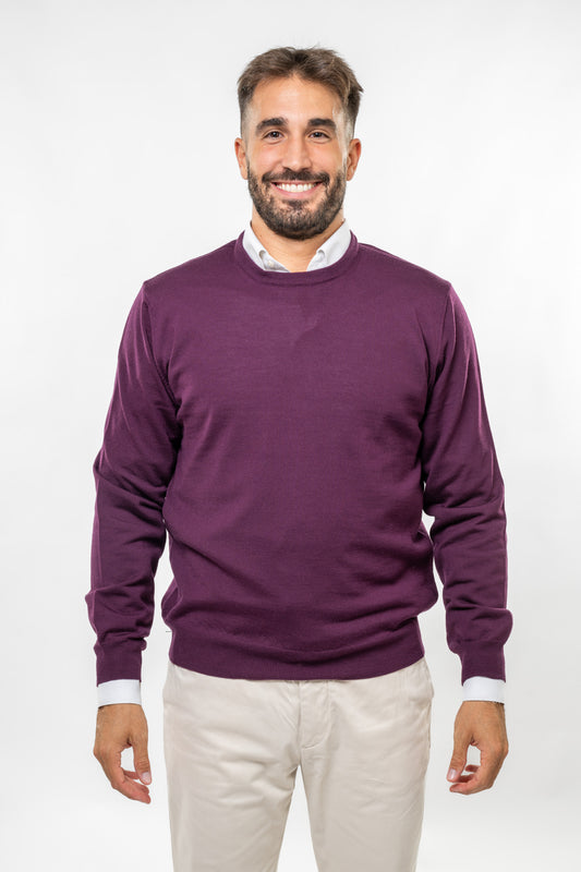 Maglione in Lana Merinos Prugna