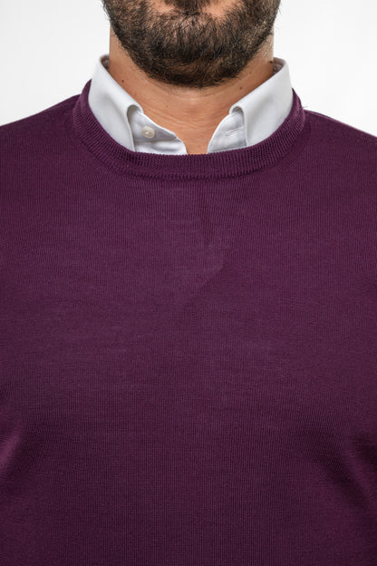Maglione in Lana Merinos Prugna