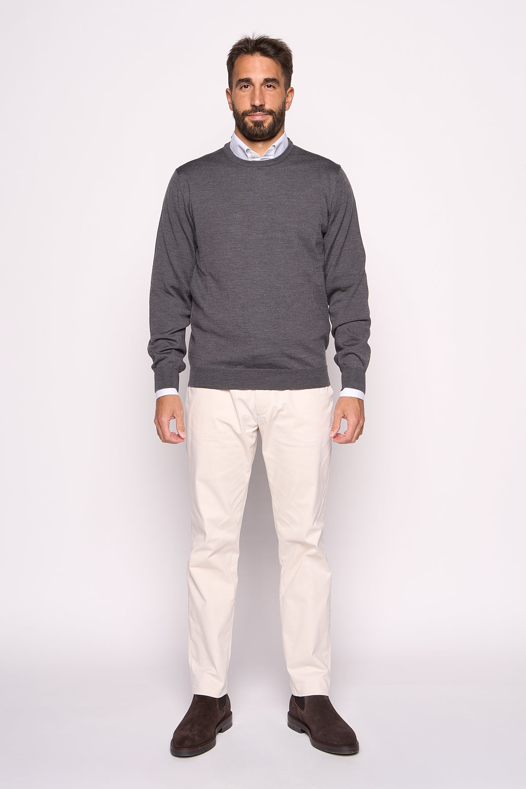 Maglione in Lana Merinos Grigio Matita