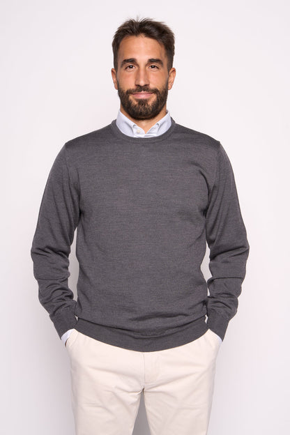 Maglione in Lana Merinos Grigio Matita