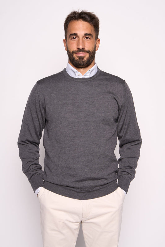 Maglione in Lana Merinos Grigio Matita