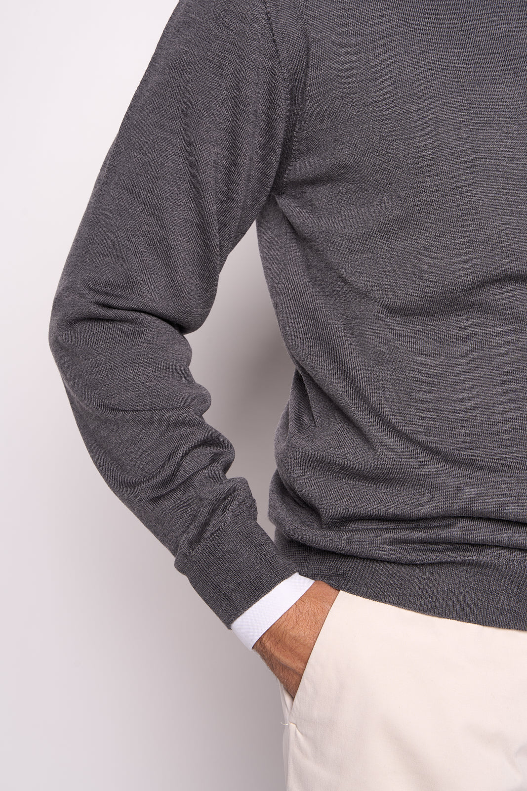 Maglione in Lana Merinos Grigio Matita