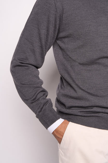 Maglione in Lana Merinos Grigio Matita