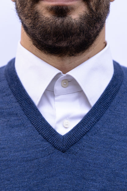 Scollo a V in Lana Merinos Avio