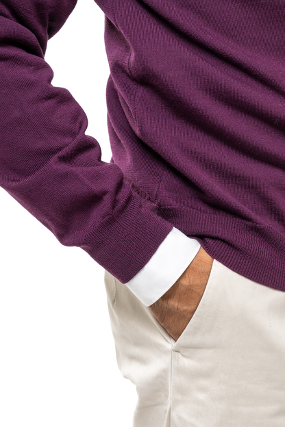 Maglione in Lana Merinos Prugna