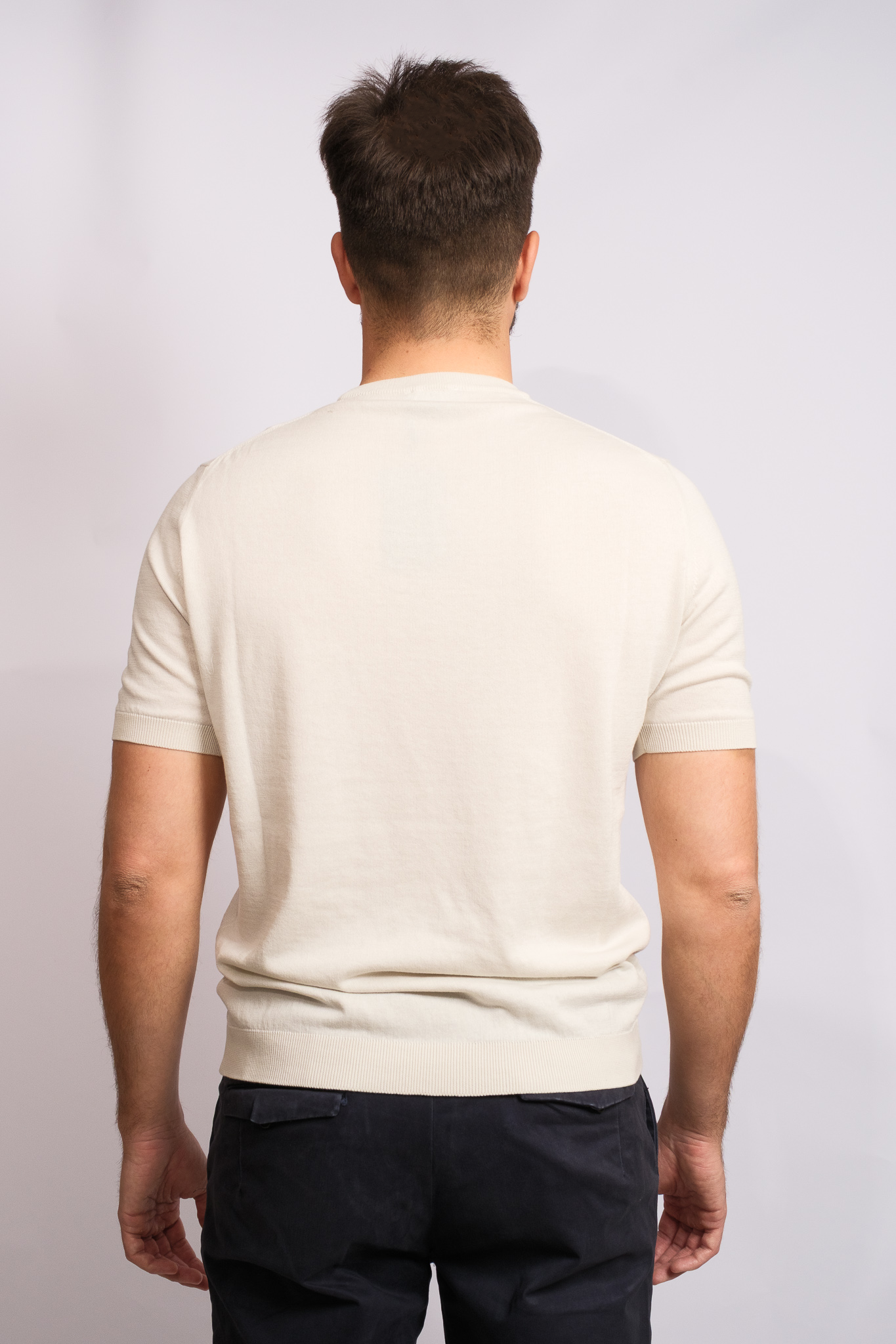 Cream Crew Neck Polo 