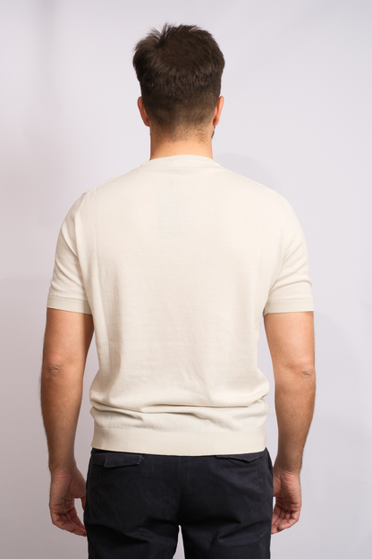 Cream Crew Neck Polo 