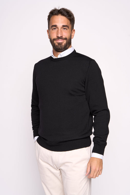 Maglione in Lana Merinos Nero
