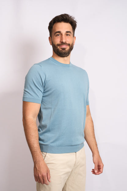 Light Blue Crew Neck Polo