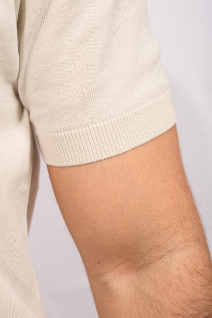Cream Crew Neck Polo 