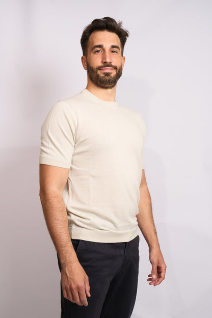 Cream Crew Neck Polo 