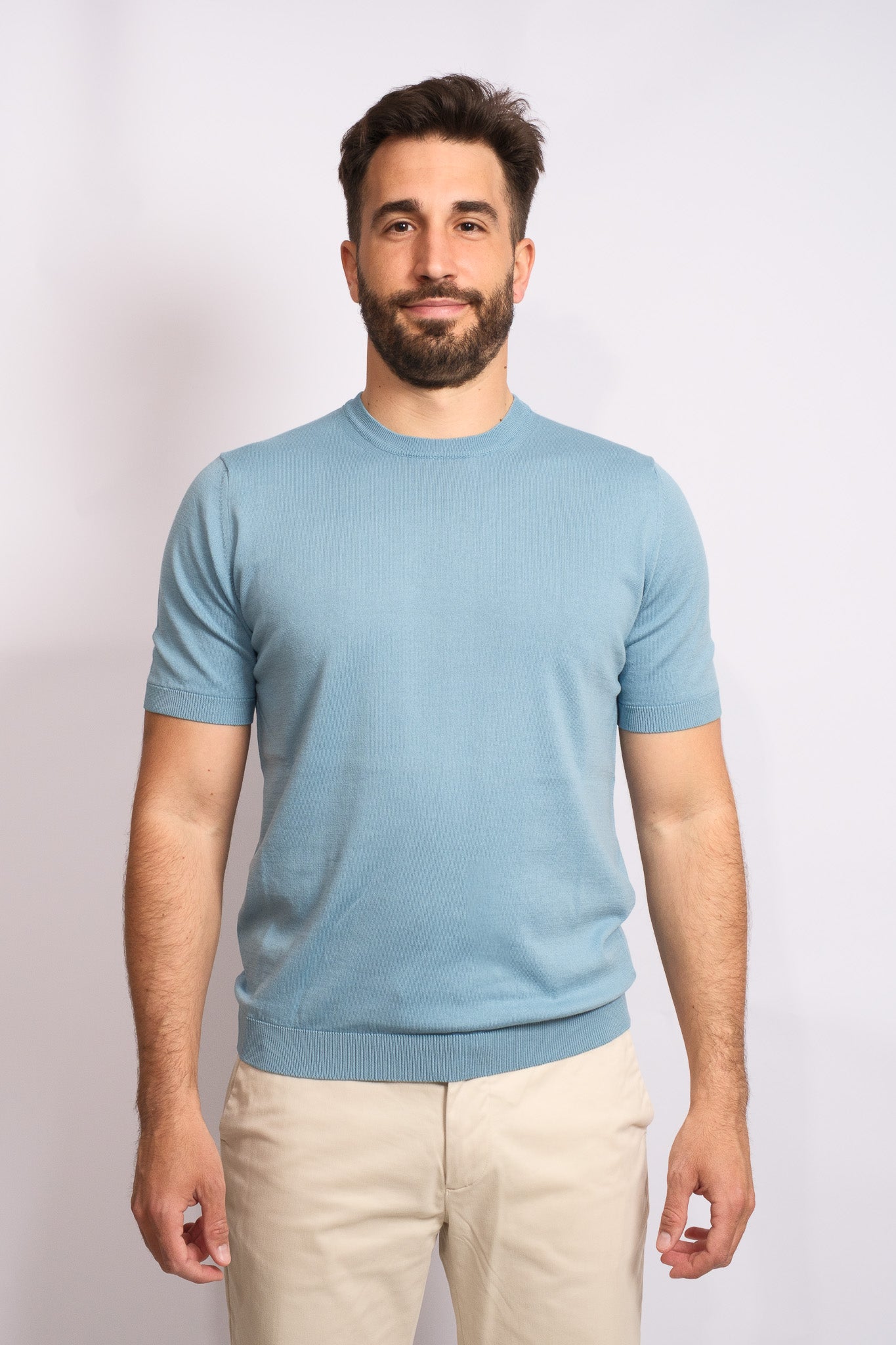 Light Blue Crew Neck Polo